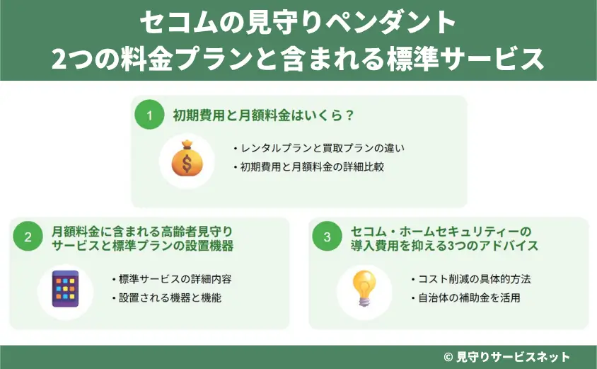 セコムの見守りペンダント|2つの料金プランと含まれる標準サービス
